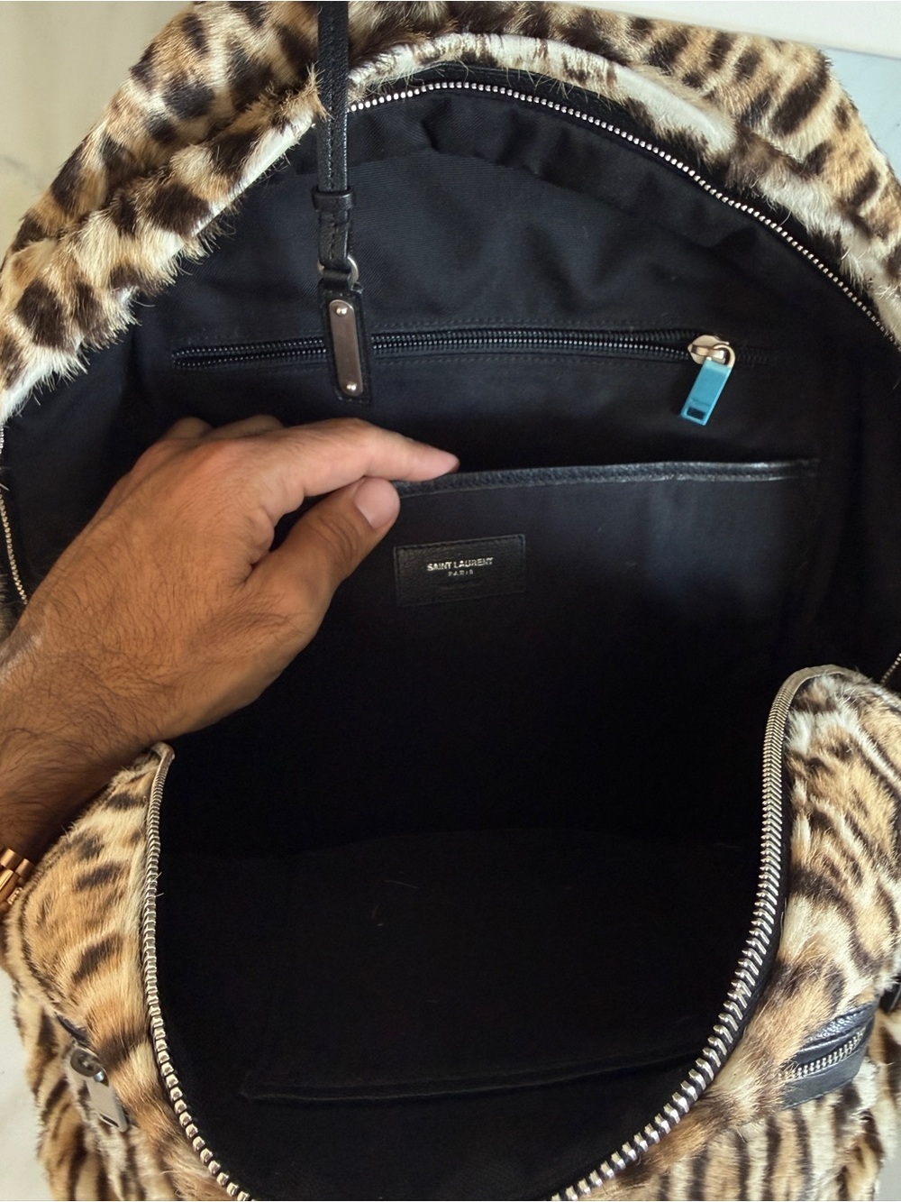 Saint Laurent Leopard Print Fur Backpack - Brown - Picture 7 of 7